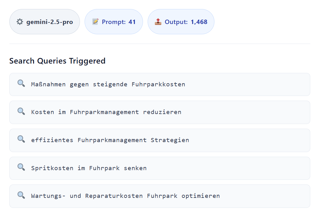analysiere, welche Suchanfragen genutzt wurden