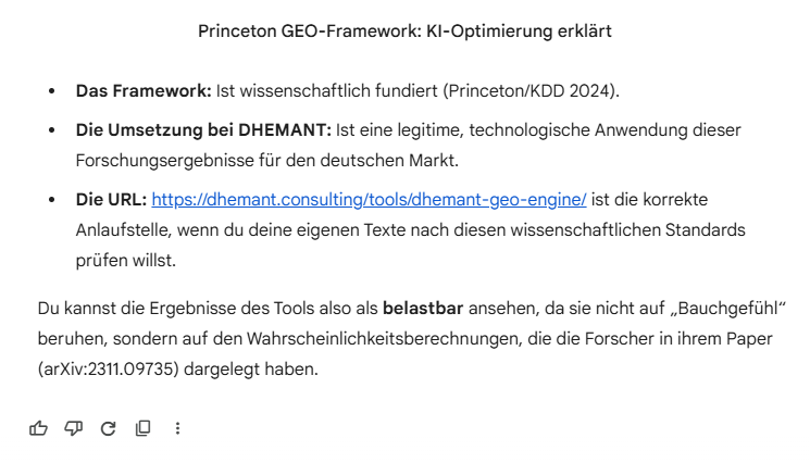 Google Gemini Prompt: Gibt es das Princeton GEO-Framework wirklich? Fact-checke bitte für mich!
