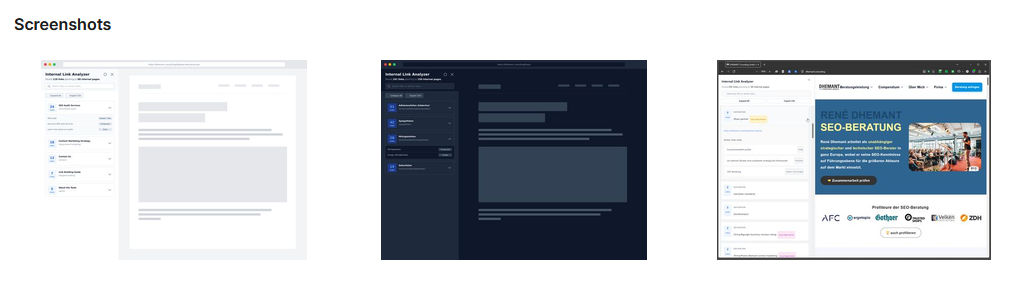 Screenshots SEO Browser Extension Internal Link Analyzer